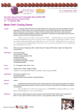 Master Chef`s Cooking Classes - Bangkok Exhibition Services Ltd.