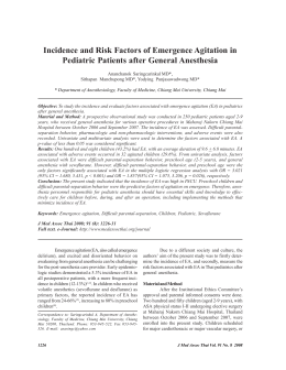 Incidence and Risk Factors of Emergence Agitation in