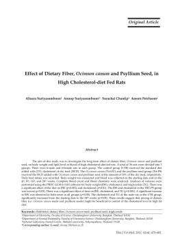 Effect of Dietary Fiber, Ocimum canum and Psyllium Seed, in High