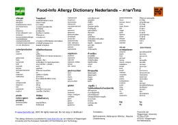 Food-Info Allergy Dictionary Nederlands – ภาษาไทย - Food