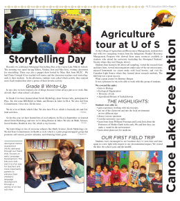 Canoe Lake Cree Na tion Storytelling Day Agriculture tour at U of S