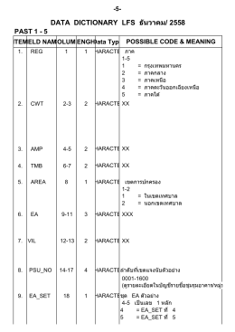 DATA DICTIONARY LFS ธันวาคม/ 2558