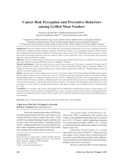 Cancer Risk Perception and Preventive Behaviors among Grilled