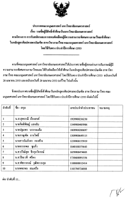 ตามโครงการ ในหลักสูตรศิลปศาสตรบัณฑิต สาขาวิชา