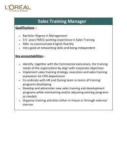 Sales Training Manager / ผู้จัดการฝึกอบรมพนักงานขาย