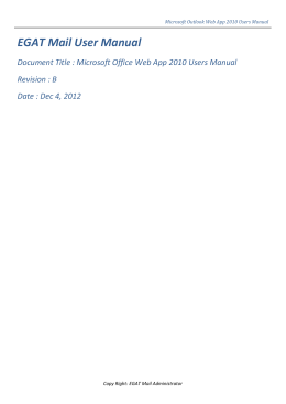 Microsoft Outlook Web App 2010 Users Manual - EGAT E