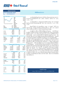 ดัชนียังคงเปราะบาง - RHB Securities (Thailand) PCL.