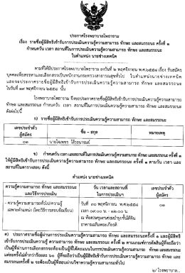 ประกาศโรงพยาบาลโทธาราม เรื่อง รายชื่อผู้มืส  ¸