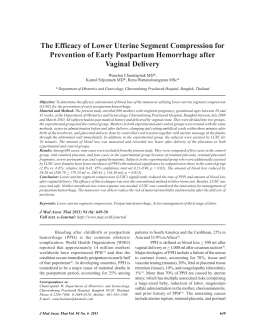 The Efficacy of Lower Uterine Segment Compression for Prevention