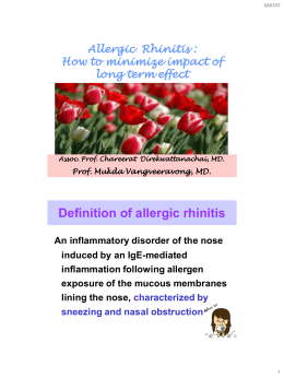 Allergic Rhinitis - How to Minimize Impact of Long Term Effect
