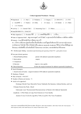Critical Appraisal Worksheet : Therapy • Main Appraiser: [ ] 1