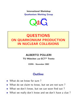 questions - of the Quarkonium Working Group