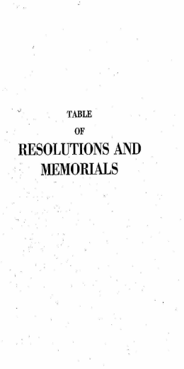 Table of Resolutions and Memorials