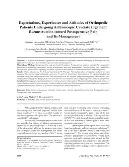 Expectations, Experiences and Attitudes of Orthopedic Patients