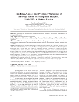 Incidence, Causes and Pregnancy Outcomes of