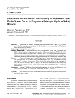 Relationship of Postwash Total Motile Sperm Count to Pregnancy