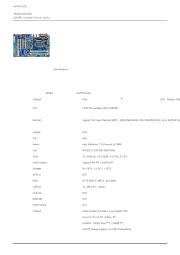 Specifications Model GA-P55-UD3L Chipset Intel H55 Express