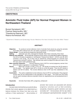 Amniotic Fluid Index (AFI) for Normal Pregnant Women in