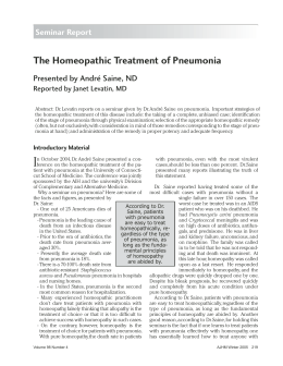 The Homeopathic Treatment of Pneumonia