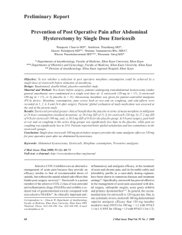 Prevention of Post Operative Pain after Abdominal
