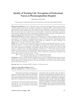 Quality of Working Life: Perceptions of Professional