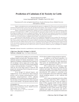 Prediction of Cadmium (Cd) Toxicity in Cattle