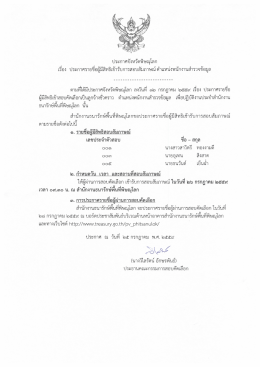 Page 1 ประกาศจังหวัดพิษณุโลก เรื่อง ประกาศรายชื่อผู้มีสิทธิเข้ารับการสอบ