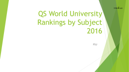QS World University Rankings by Subject 2016