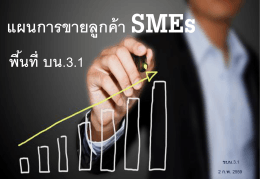แผนการขายลูกค้า SMEs พื้นที่ บน.3.1 ขบน.3.1 2 ก.พ. 2559 Agenda