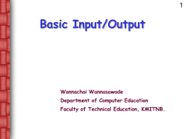 Basic I/O - Department of Computer Education