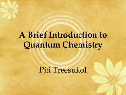 A Brief Introduction to Quantum Chemistry