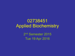 02738451 Applied Biochemistry - ชีวเคมี กำแพงแสน Biochemistry KU