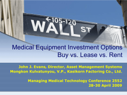 Medical Equipment Investment Buy - Lease