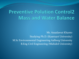 Preventive Polution Control2 Mass and Water Balance