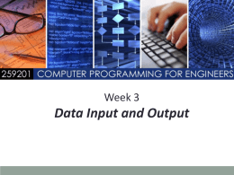 Data Input and Output