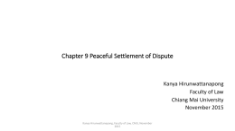 Chapter 9 Peaceful Settlement of Dispute