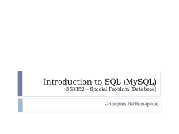 Introduction to SQL - Choopan Rattanapoka