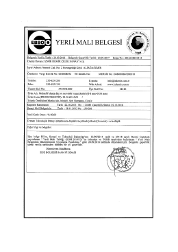 Page 1 : YERLİ MALI BELGESİ Belgenin Veriliş Tarihi : 20.09.2016