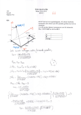 Quiz I -Soru ve Cevapları