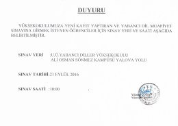 Yabancı Dil Sınav Duyurusu Yeri