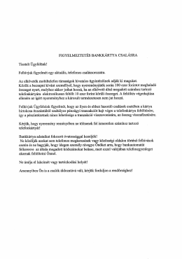 figyelmeztet&eacute;s bankk&aacute;rtya csal&aacute;sra