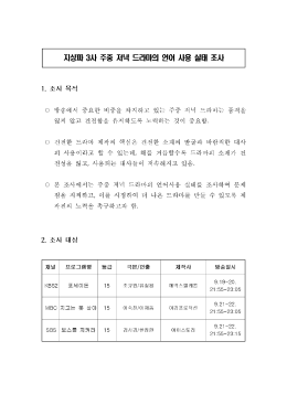 Page 1 지상I} 3사 주중 제녁 드라마의 언어 사용 실태 조사 라마의