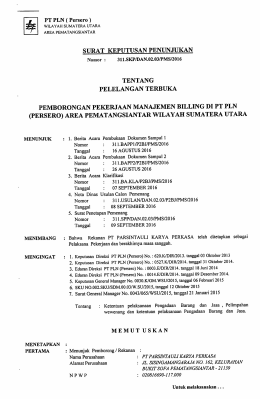 Page 1 PT PLN (Persero) : WILAYAH SUMATERA UTARA AREA