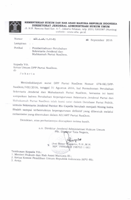 Surat Ditjen Administrasi Hukum Umum Tentang