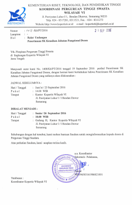 2 I SEP 2016 - Kopertis Wilayah VI Jawa Tengah