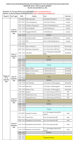 Jadwal Kuliah Kegawatdaruratan dan Traumatologi 2016-2017
