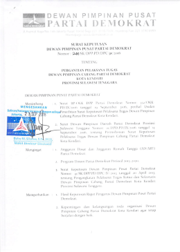 Kota Kendari, penunjukan Plt. DPC (Updated, 21 Sept 2016)