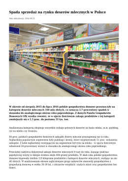 Spada sprzedaż na rynku deserów mlecznych w Polsce