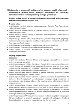 Page 1 7) Informacja o aktywności legislacyjnej w obszarze opieki