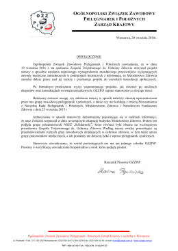 Oświadczenie Ogólnopolskiego Związku Zawodowego Pielęgniarek